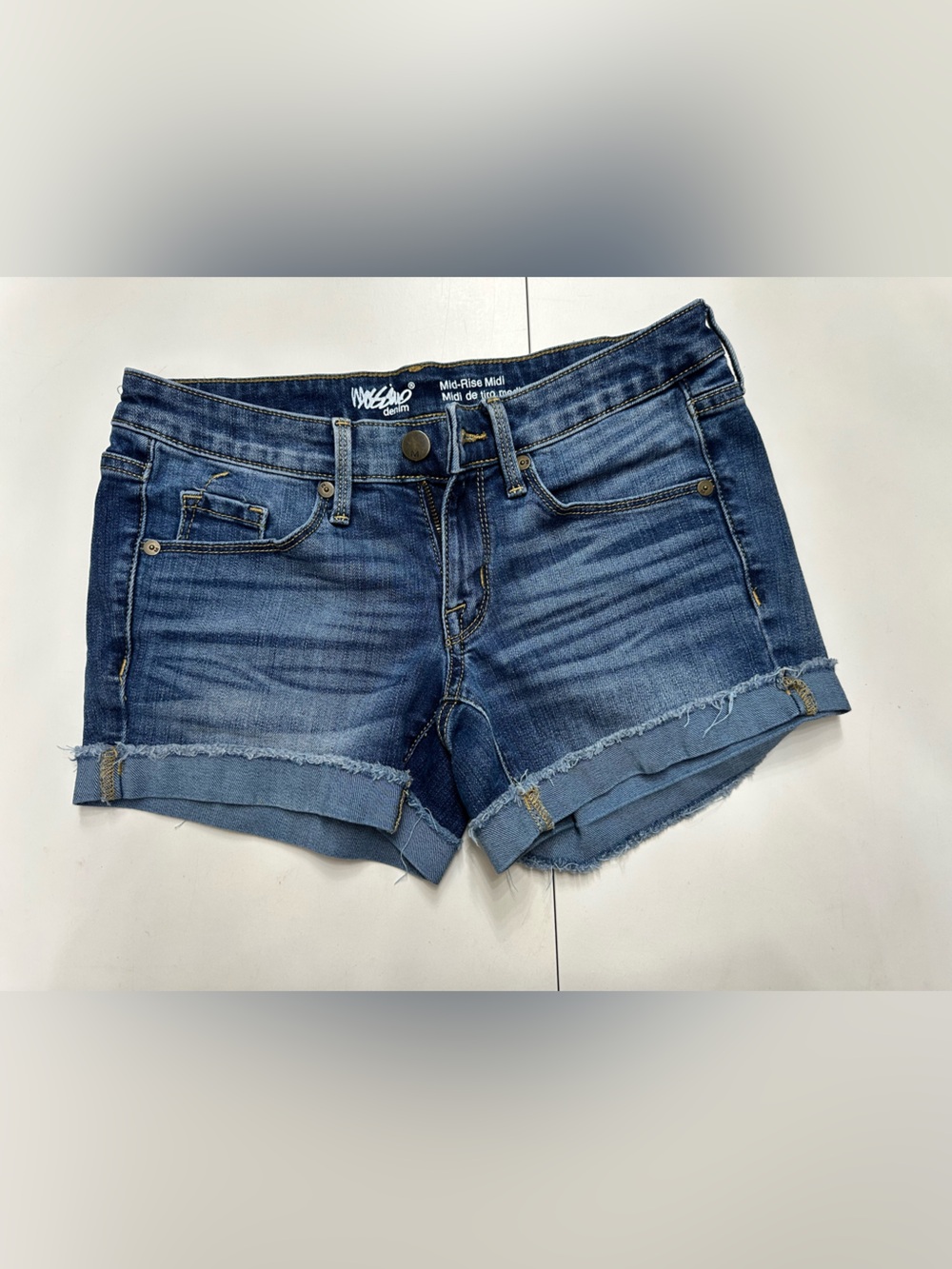 Mossimo Women's Rolled Hem Mid Rise Midi Denim Shorts